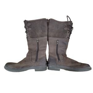 UGG Women's Elsa Boot Size 9.5 Waterproof Tall Brown Leather Sherpa Sheepskin